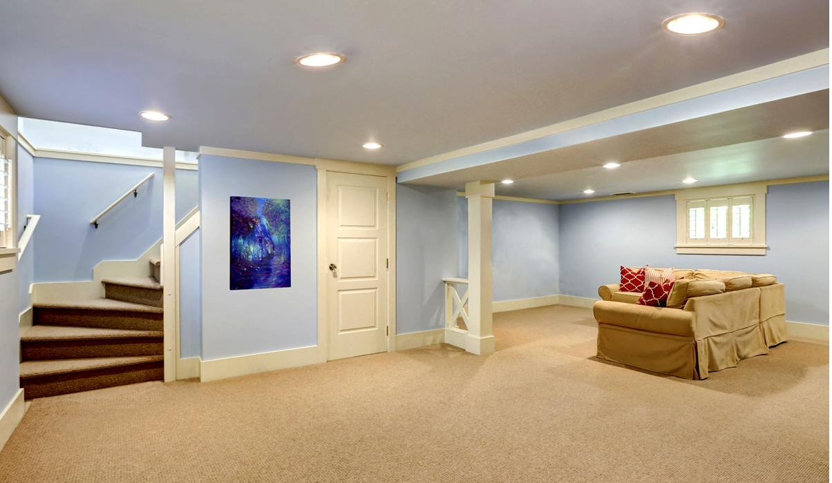 Finished dry basement living space